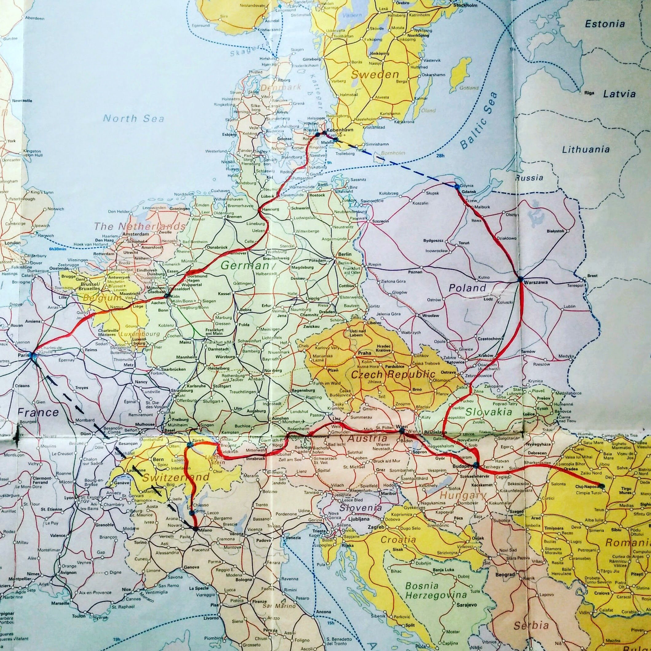 Carte itinéraire Interrail