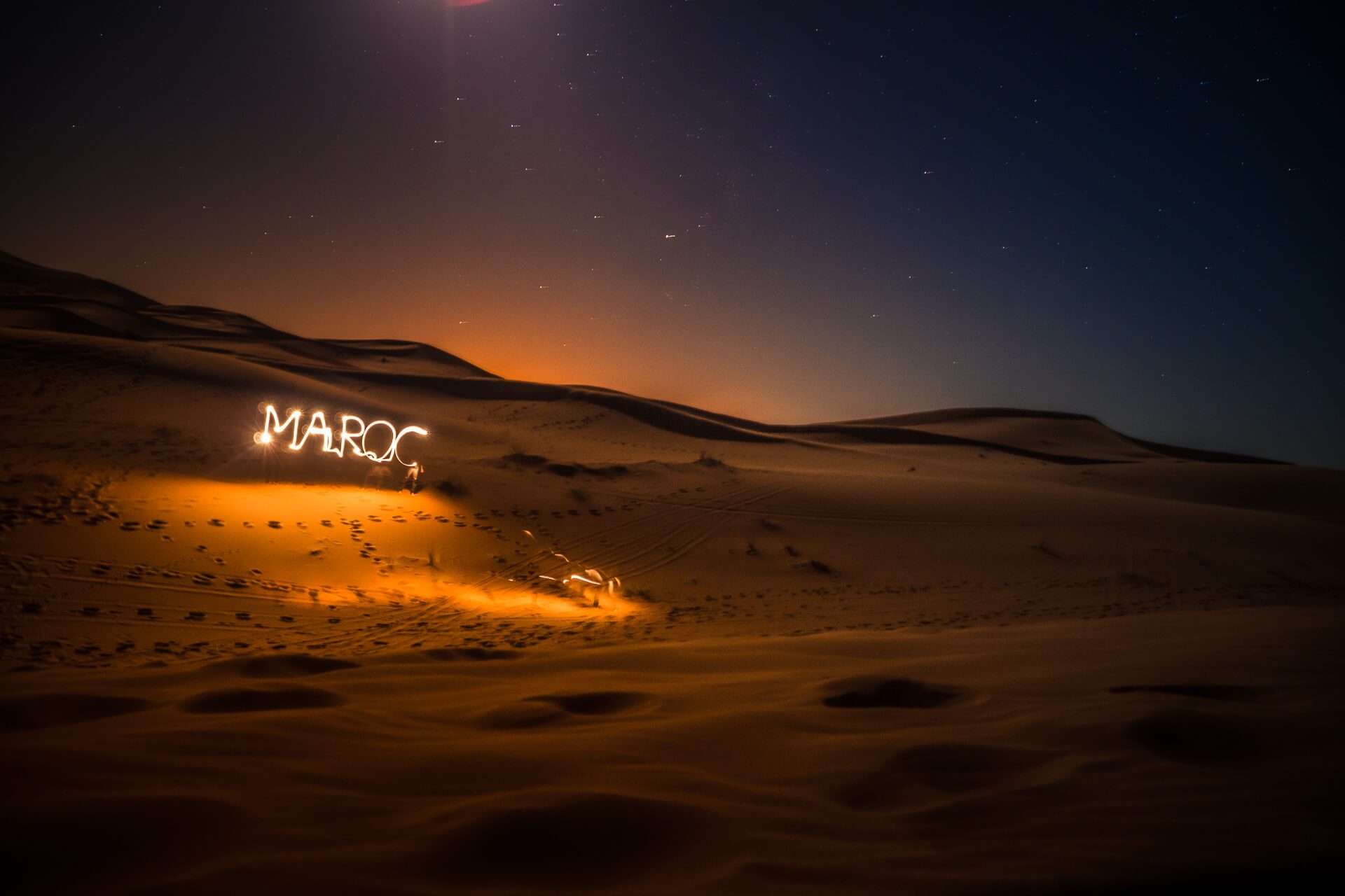 Désert Merzouga de nuit