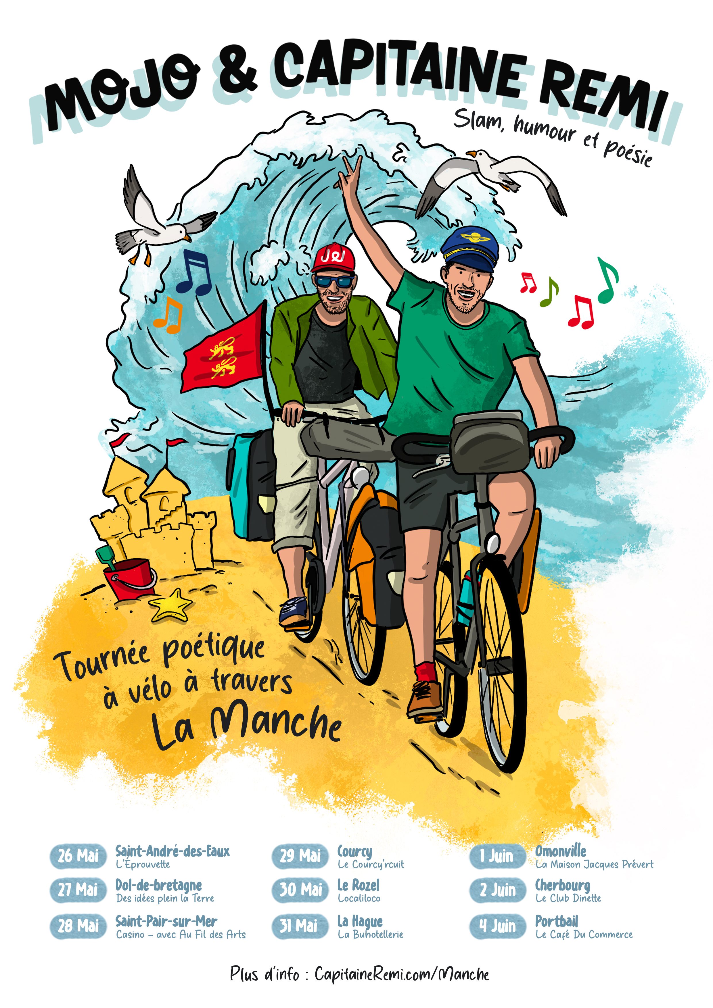 Tournée poétique à vélo - Mojo et Capitaine Rémi