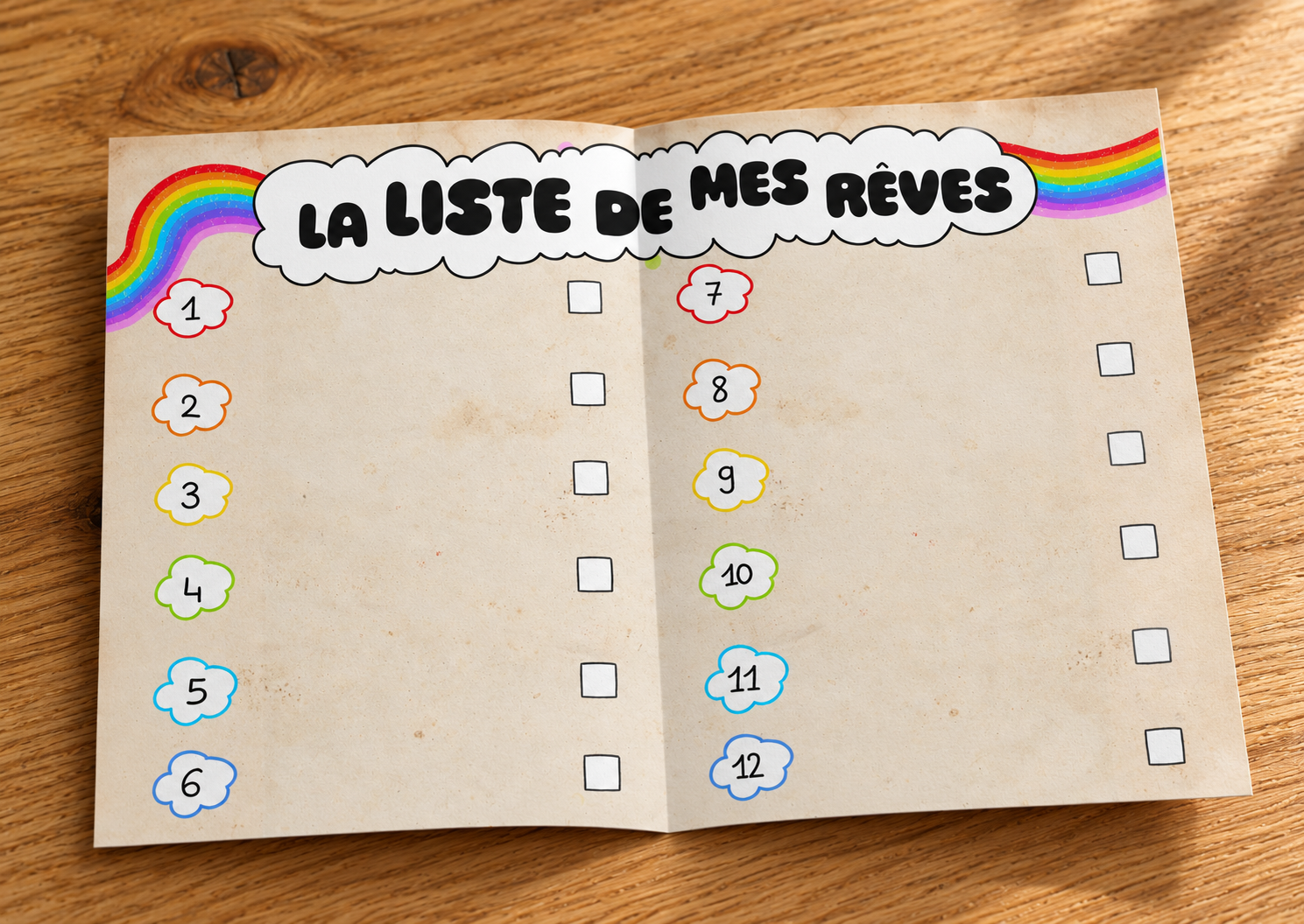 La Liste de mes Rêves — intérieur de la carte A3